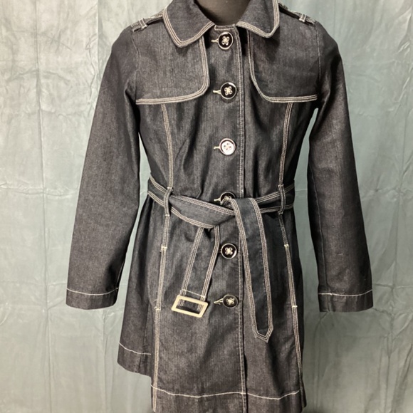 BACCINI Dark Denim Belted Coat - Picture 6 of 8